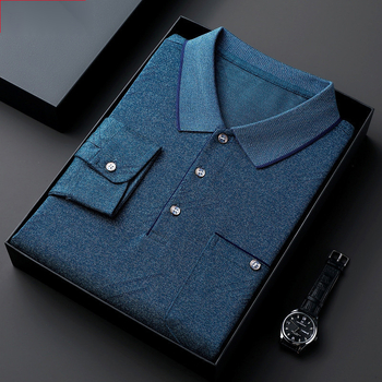 Tricou bărbătesc cu mânecă lungă, din amestec de bumbac cu fibre de proteine din lapte, imprimare logo, croială lejeră, toamnă