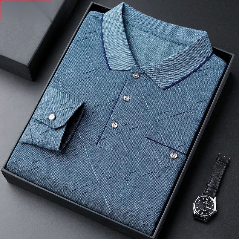 Tricou bărbătesc cu mânecă lungă, din amestec de bumbac cu fibre de proteine din lapte, imprimare logo, croială lejeră, toamnă