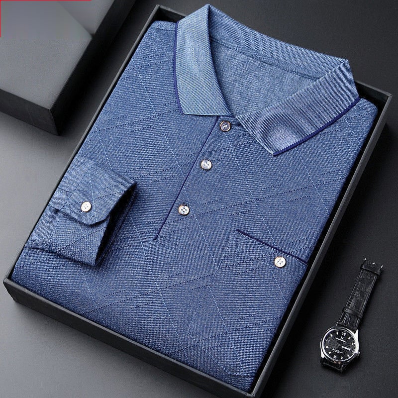 Tricou bărbătesc cu mânecă lungă, din amestec de bumbac cu fibre de proteine din lapte, imprimare logo, croială lejeră, toamnă