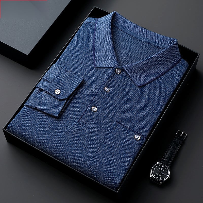 Tricou bărbătesc cu mânecă lungă, din amestec de bumbac cu fibre de proteine din lapte, imprimare logo, croială lejeră, toamnă