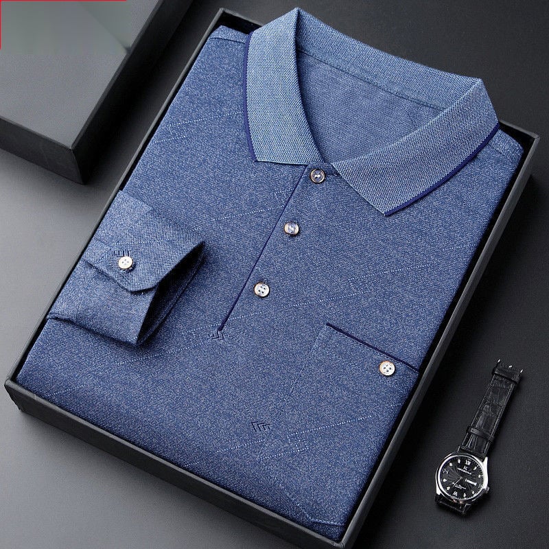 Tricou bărbătesc cu mânecă lungă, din amestec de bumbac cu fibre de proteine din lapte, imprimare logo, croială lejeră, toamnă