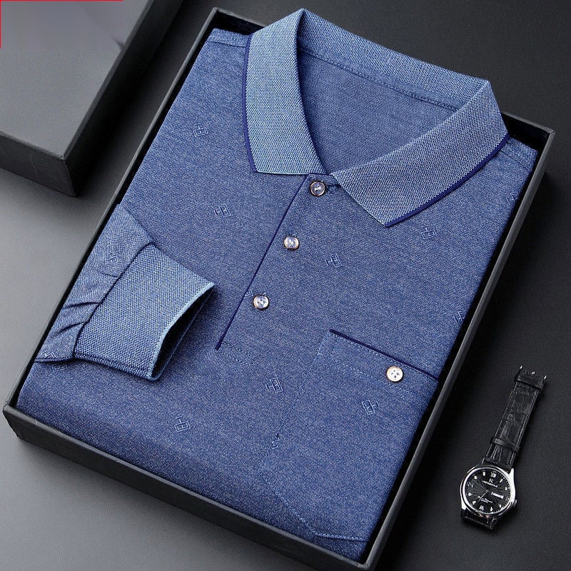 Tricou bărbătesc cu mânecă lungă, din amestec de bumbac cu fibre de proteine din lapte, imprimare logo, croială lejeră, toamnă