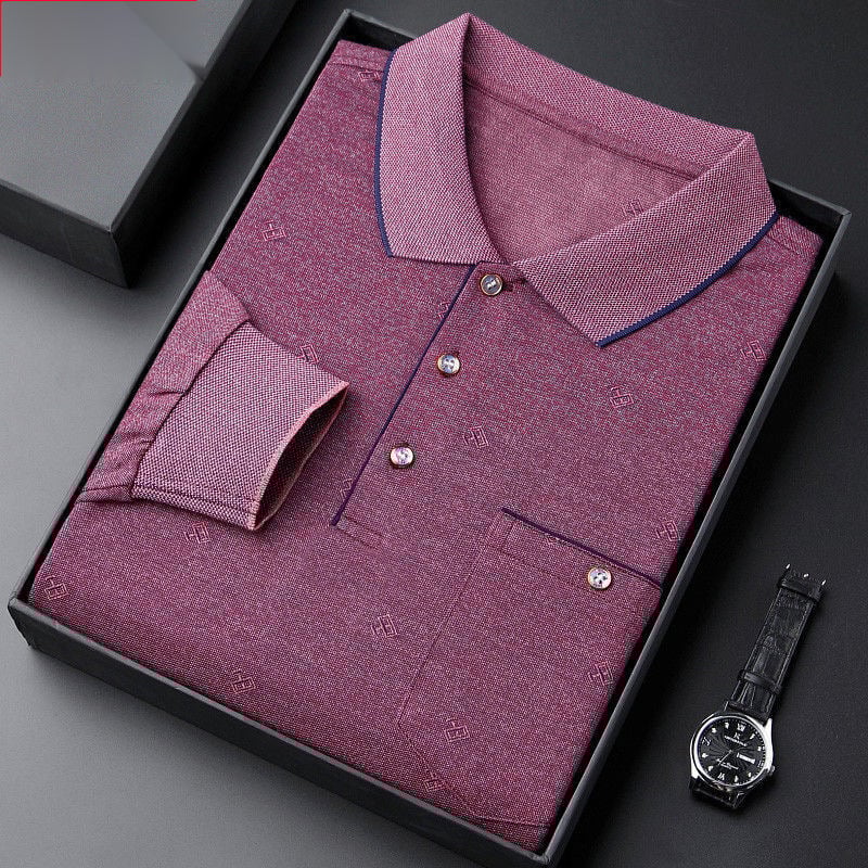 Tricou bărbătesc cu mânecă lungă, din amestec de bumbac cu fibre de proteine din lapte, imprimare logo, croială lejeră, toamnă