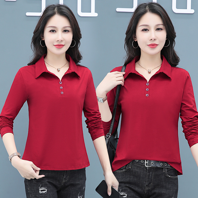 Ženska polo majica s dugim rukavima, 90–95% pamuk i do 30% spandeksa, casual stil, proljeće 2023