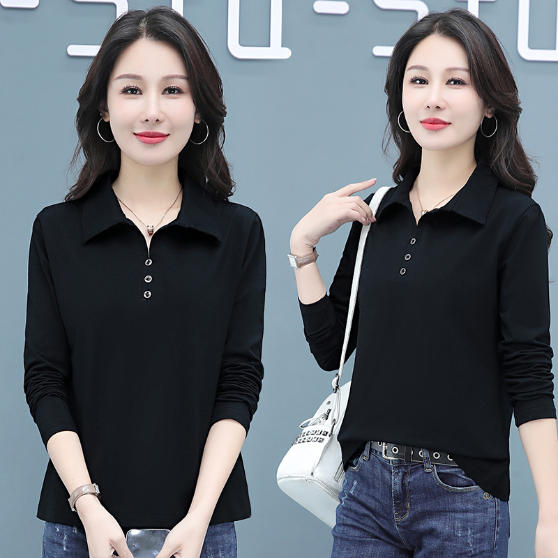 Ženska polo majica s dugim rukavima, 90–95% pamuk i do 30% spandeksa, casual stil, proljeće 2023