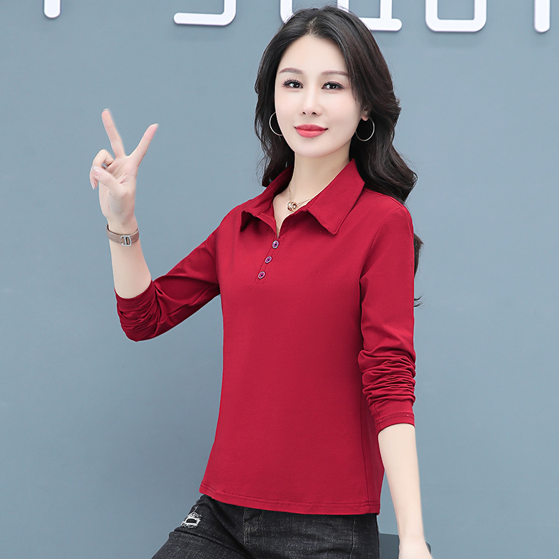 Ženska polo majica s dugim rukavima, 90–95% pamuk i do 30% spandeksa, casual stil, proljeće 2023