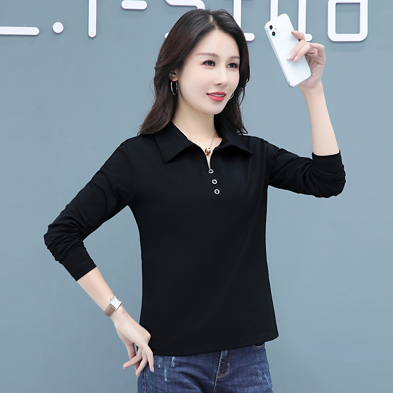 Ženska polo majica s dugim rukavima, 90–95% pamuk i do 30% spandeksa, casual stil, proljeće 2023