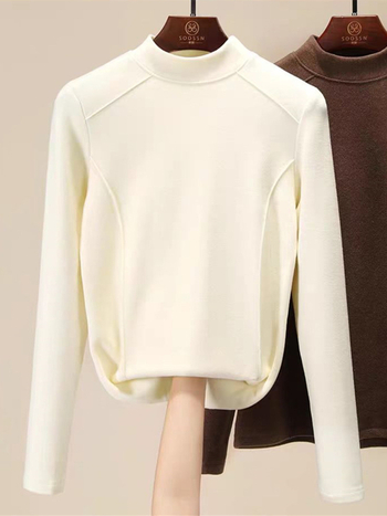 Majica s polu-visokim ovratnikom, dvostrani velur 280 g/m², poliester i spandex, duge rukave, uski kroj