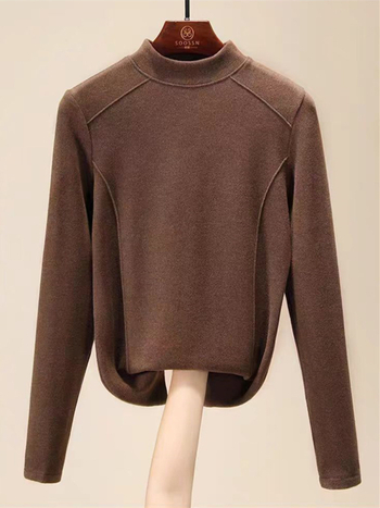 Majica s polu-visokim ovratnikom, dvostrani velur 280 g/m², poliester i spandex, duge rukave, uski kroj