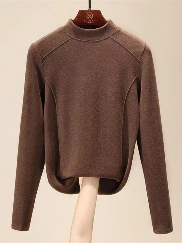 Majica s polu-visokim ovratnikom, dvostrani velur 280 g/m², poliester i spandex, duge rukave, uski kroj