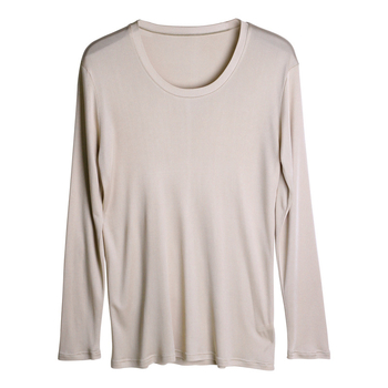 Muški T-shirt od svile Mulberry, okrugli izrez, dugi rukav, jednobojni dizajn