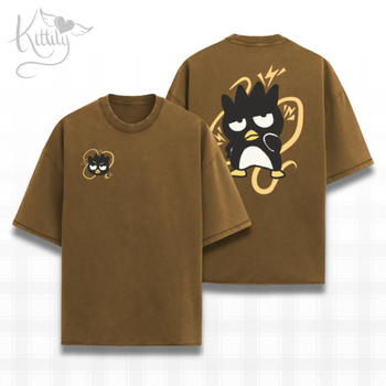 Tricou din bumbac cu imprimeu desen animat, mâneci scurte, croială lejeră, guler rotund, vară 2025
