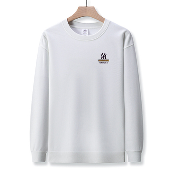 Muški jesenski pamukasti T-shirt s dugim rukavima, okrugli izrez, tiskani logotip, 96%+ pamuk, težina tkanine 350–400 g