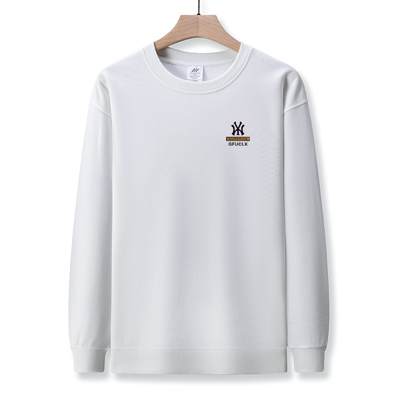 Muški jesenski pamukasti T-shirt s dugim rukavima, okrugli izrez, tiskani logotip, 96%+ pamuk, težina tkanine 350–400 g