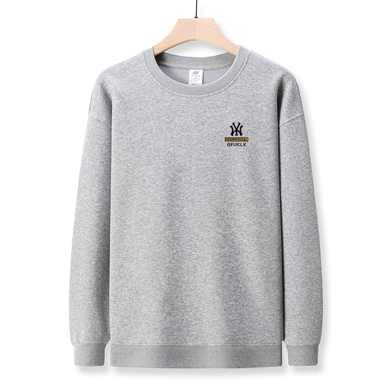 Muški jesenski pamukasti T-shirt s dugim rukavima, okrugli izrez, tiskani logotip, 96%+ pamuk, težina tkanine 350–400 g