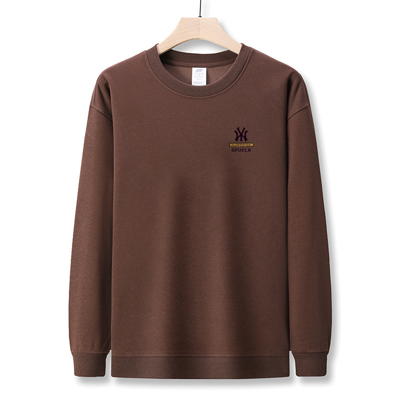 Muški jesenski pamukasti T-shirt s dugim rukavima, okrugli izrez, tiskani logotip, 96%+ pamuk, težina tkanine 350–400 g