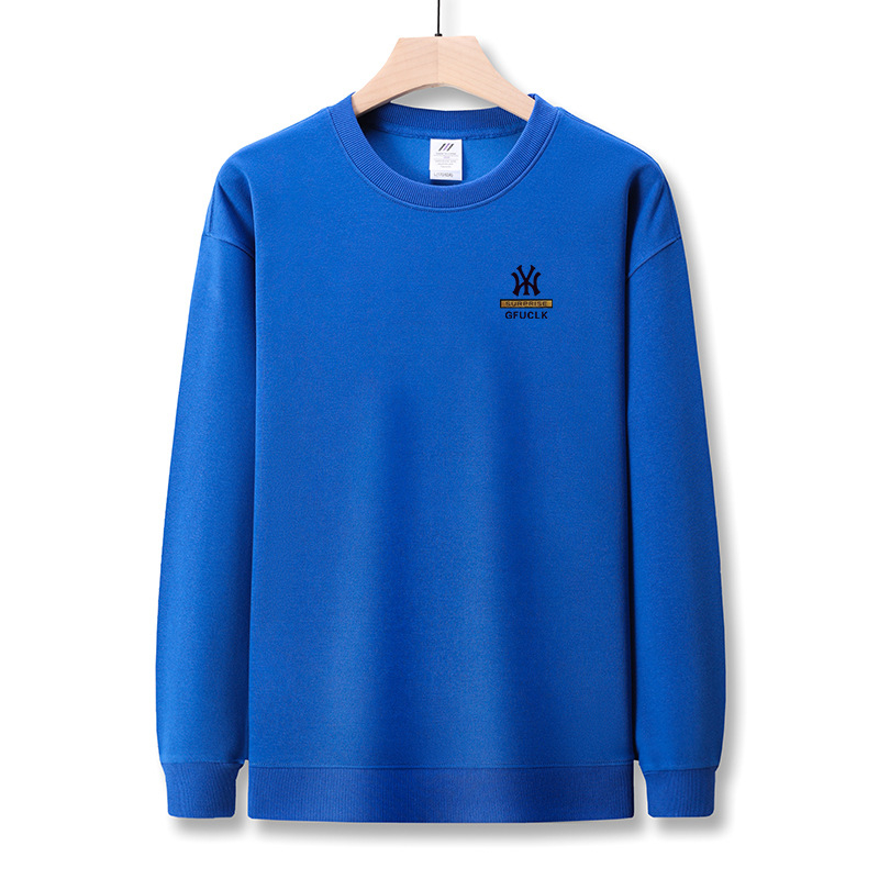 Muški jesenski pamukasti T-shirt s dugim rukavima, okrugli izrez, tiskani logotip, 96%+ pamuk, težina tkanine 350–400 g
