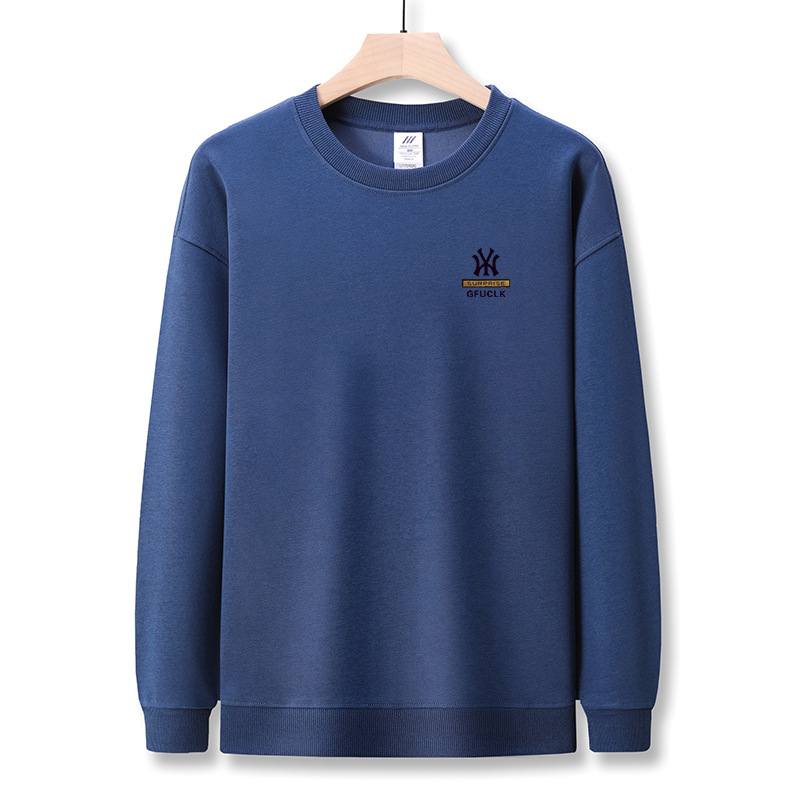 Muški jesenski pamukasti T-shirt s dugim rukavima, okrugli izrez, tiskani logotip, 96%+ pamuk, težina tkanine 350–400 g