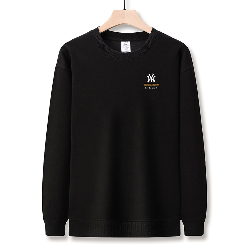 Muški jesenski pamukasti T-shirt s dugim rukavima, okrugli izrez, tiskani logotip, 96%+ pamuk, težina tkanine 350–400 g