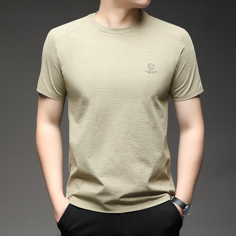 Muško raglan kratkih rukava T-shirt, bambus-pamuk, prozračan, okrugli izrez, geometrijski uzorak, ljeto 2026, ležernog kroja