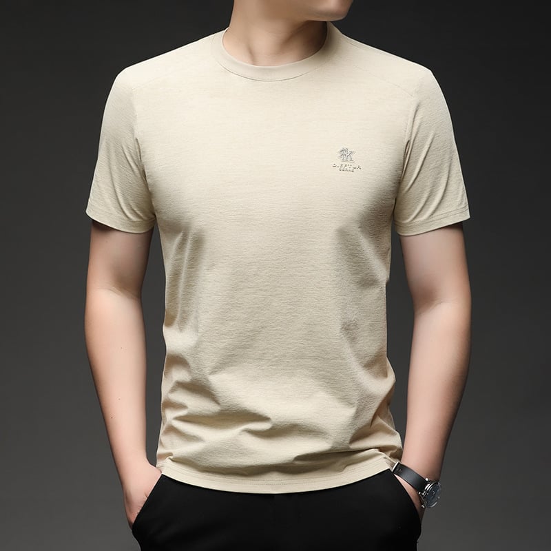 Muško raglan kratkih rukava T-shirt, bambus-pamuk, prozračan, okrugli izrez, geometrijski uzorak, ljeto 2026, ležernog kroja