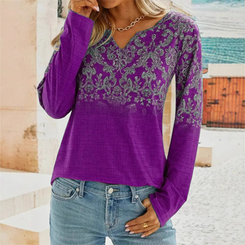 Majica s V-izrezom, dugim rukavima, slobodnog kroja, uzorak cvijeća