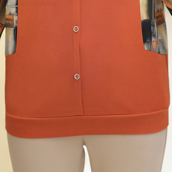 Дамска базова тениска с дълги ръкави, геометричен принт, кръгло деколте, полиестер (>95%), елегантен стил, пролет 2025