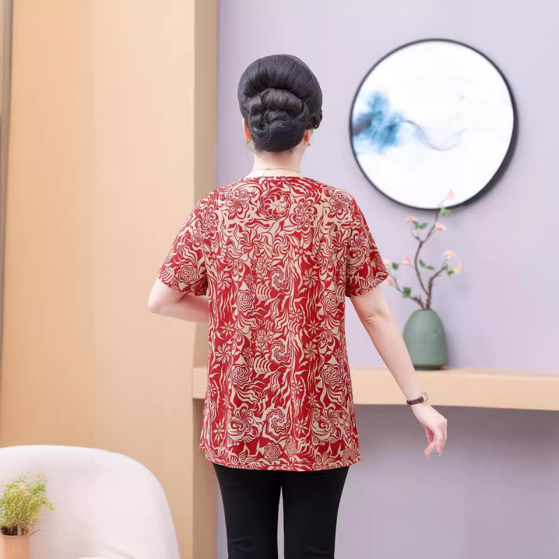 2024. aasta suvi Ice Silk lühikeste varrukatega T-särk, vaba lõikega kõhu katmiseks; 90–95% polüester, Spandex <30%