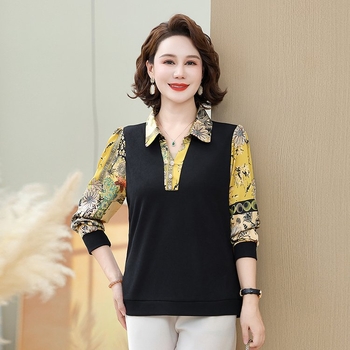 Naistele laia lõikega pikkade varrukatega särk – kevad 2025, puuvill-poliesteri materjal, krae lapel, trükk