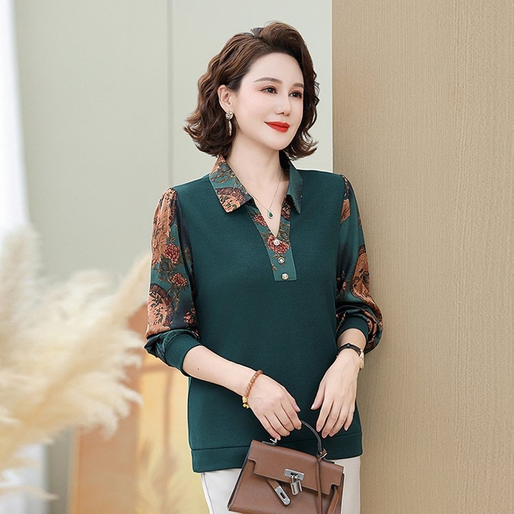 Naistele laia lõikega pikkade varrukatega särk – kevad 2025, puuvill-poliesteri materjal, krae lapel, trükk