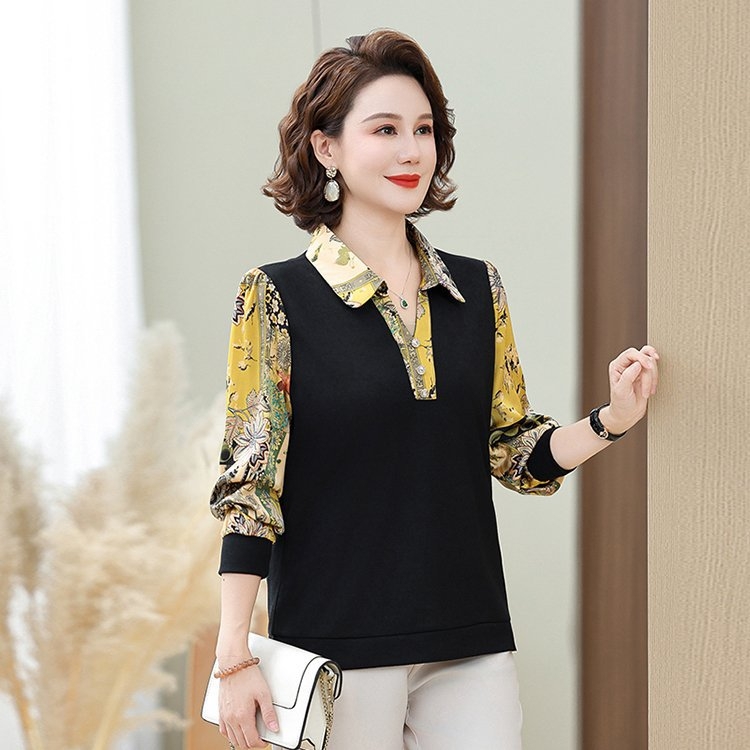 Naistele laia lõikega pikkade varrukatega särk – kevad 2025, puuvill-poliesteri materjal, krae lapel, trükk