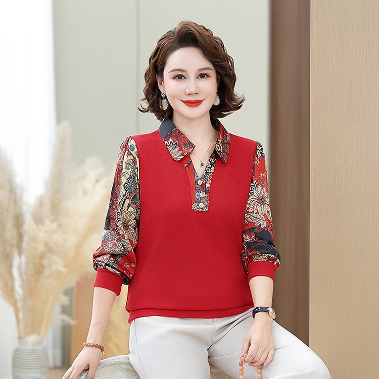 Naistele laia lõikega pikkade varrukatega särk – kevad 2025, puuvill-poliesteri materjal, krae lapel, trükk