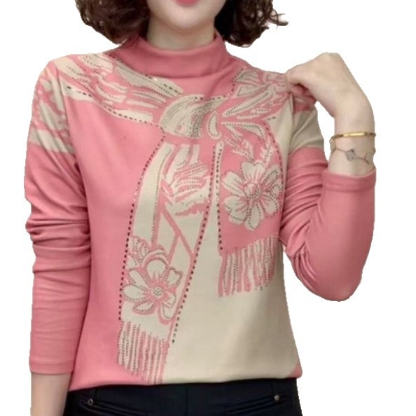 Majica s dugim rukavima, udoban kroj, casual pulover stil, polu-visoki ovratnik, normalna duljina (50-65 cm)