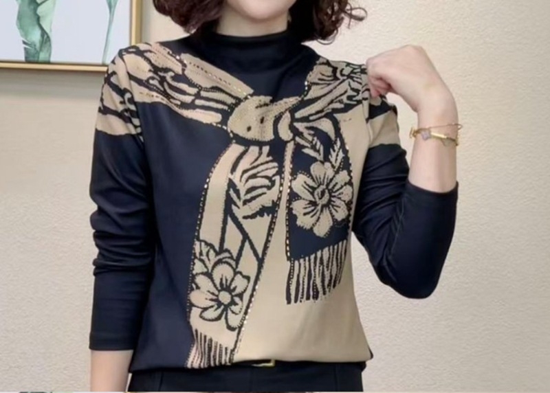Majica s dugim rukavima, udoban kroj, casual pulover stil, polu-visoki ovratnik, normalna duljina (50-65 cm)