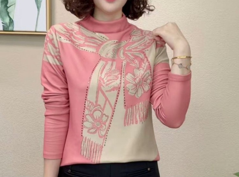 Majica s dugim rukavima, udoban kroj, casual pulover stil, polu-visoki ovratnik, normalna duljina (50-65 cm)