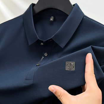 Mulberry Silk κοντομάνικο T-shirt με γιακά Lapel, ελαφρύ βασικό πουλόβερ για καλοκαίρι