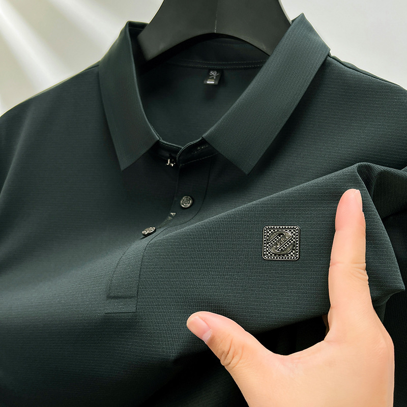 Mulberry Silk κοντομάνικο T-shirt με γιακά Lapel, ελαφρύ βασικό πουλόβερ για καλοκαίρι