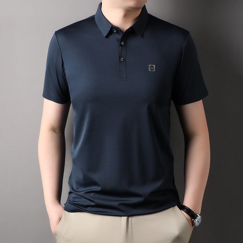 Mulberry Silk κοντομάνικο T-shirt με γιακά Lapel, ελαφρύ βασικό πουλόβερ για καλοκαίρι