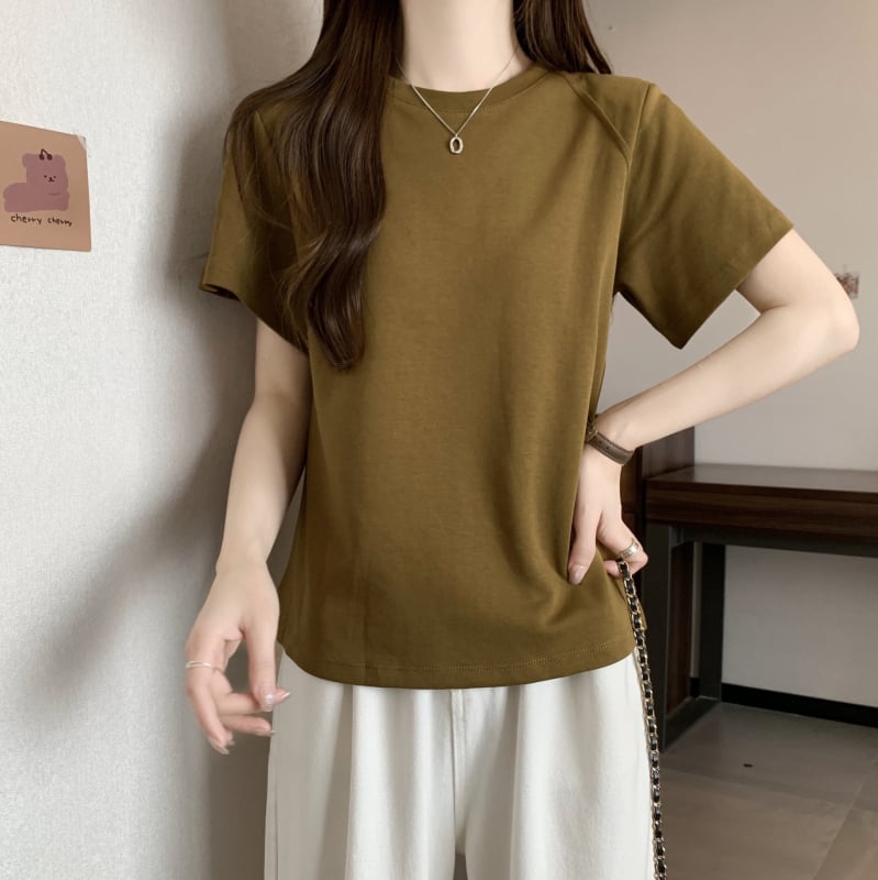 JNDK női póló, pamut 8% spandex-szel, raglán rövid ujjú, kerek nyakú, szűk szabás, 2025 nyár