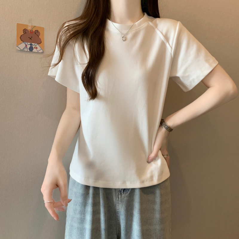 JNDK női póló, pamut 8% spandex-szel, raglán rövid ujjú, kerek nyakú, szűk szabás, 2025 nyár