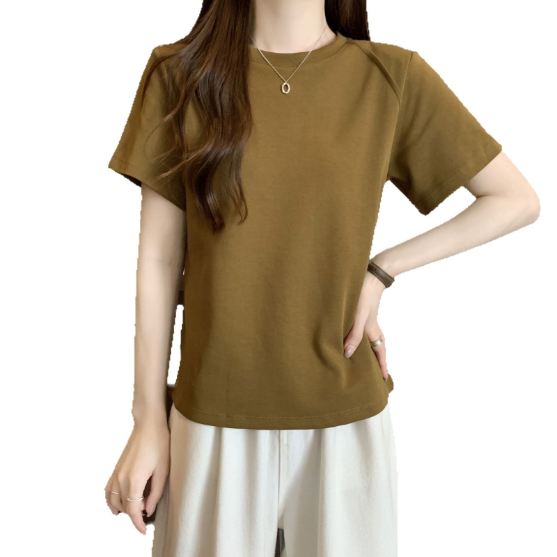 JNDK női póló, pamut 8% spandex-szel, raglán rövid ujjú, kerek nyakú, szűk szabás, 2025 nyár