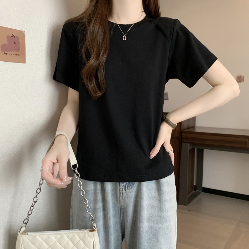 JNDK női póló, pamut 8% spandex-szel, raglán rövid ujjú, kerek nyakú, szűk szabás, 2025 nyár