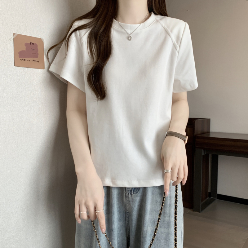 JNDK női póló, pamut 8% spandex-szel, raglán rövid ujjú, kerek nyakú, szűk szabás, 2025 nyár