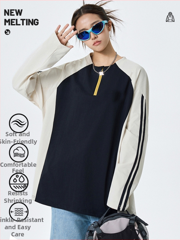 Poliester majica dugih rukava, okrugli izrez, uski kroj, casual japansko-korejski stil
