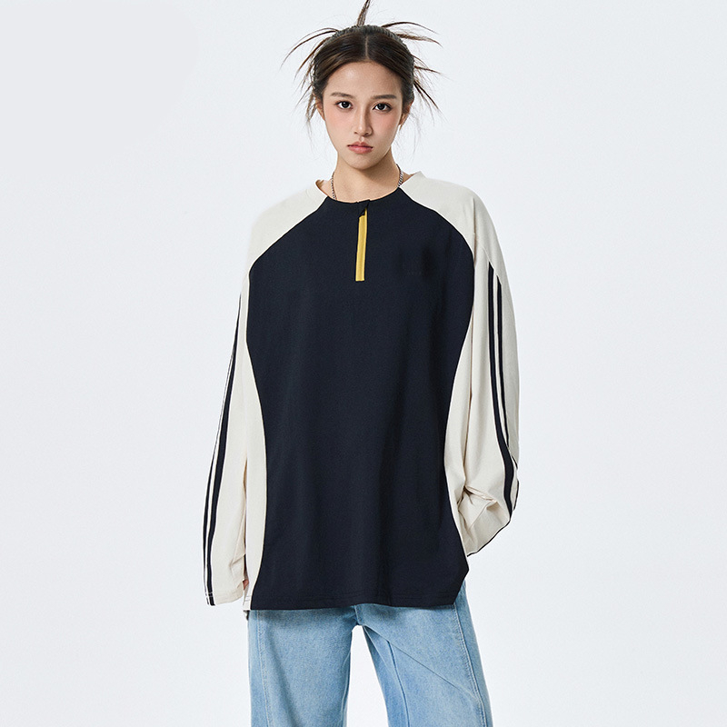 Poliester majica dugih rukava, okrugli izrez, uski kroj, casual japansko-korejski stil