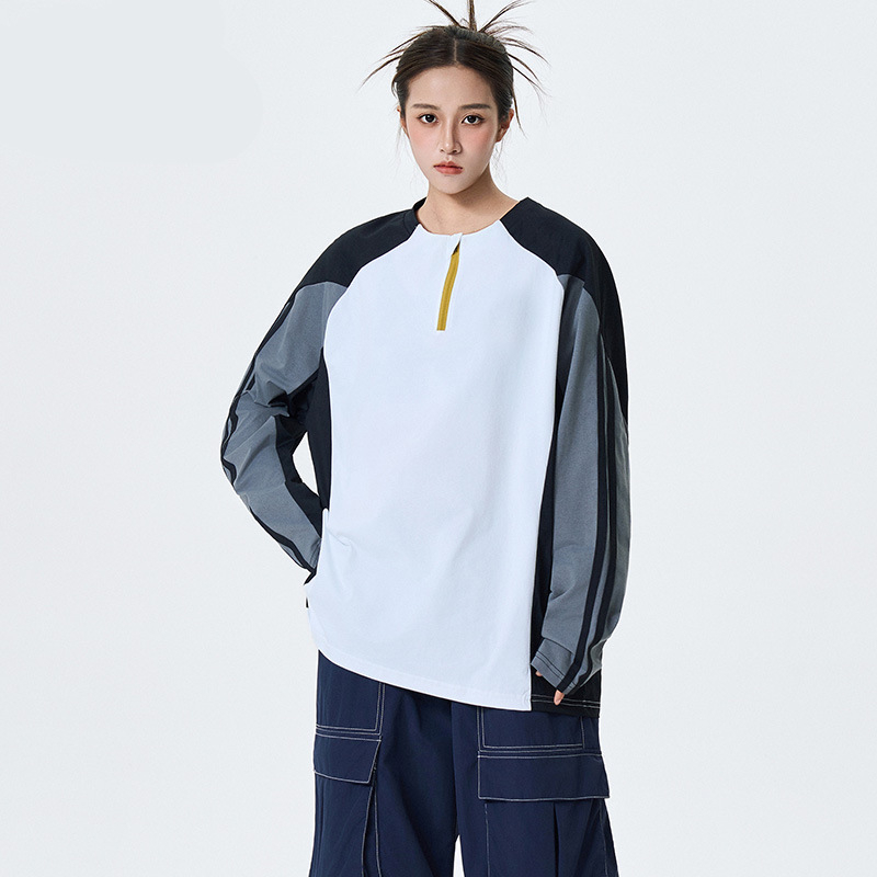 Poliester majica dugih rukava, okrugli izrez, uski kroj, casual japansko-korejski stil