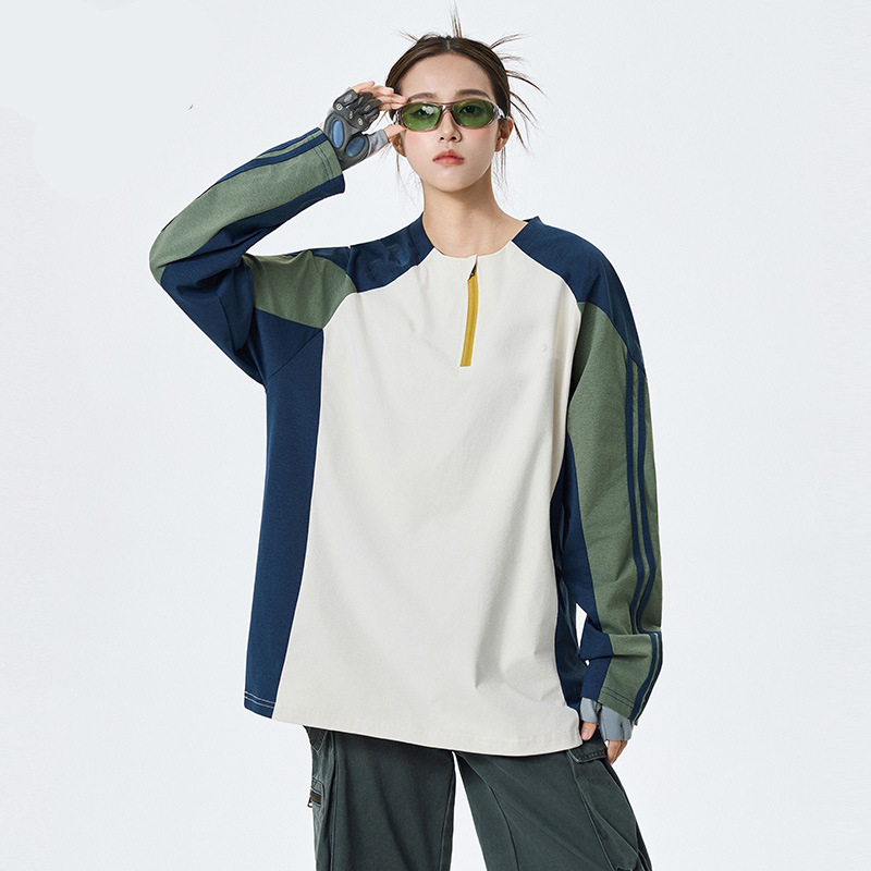 Poliester majica dugih rukava, okrugli izrez, uski kroj, casual japansko-korejski stil