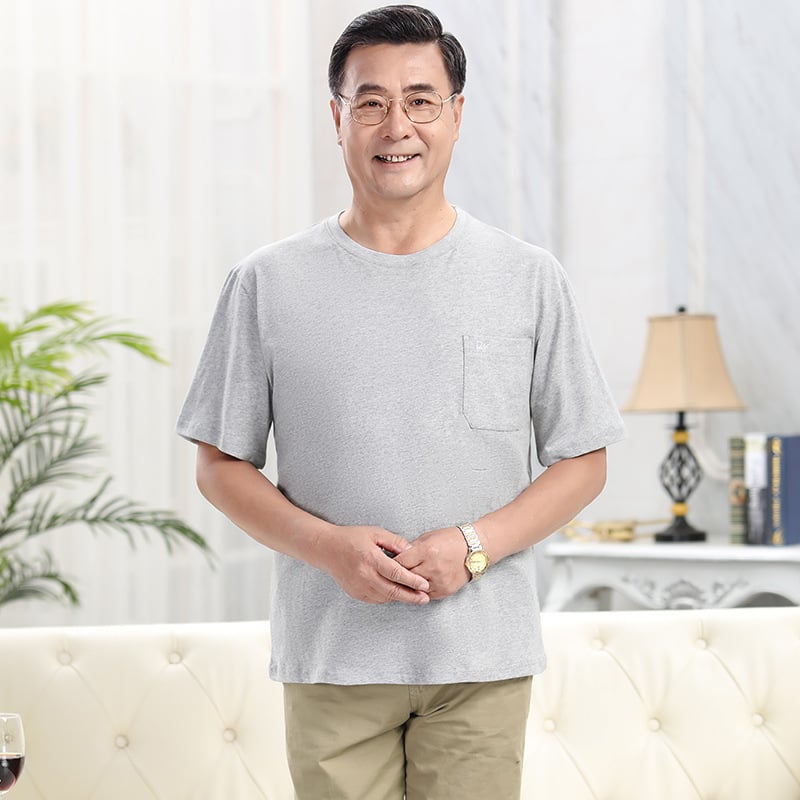 Férfi rövid ujjú póló – 100% pamut, kerek nyakú, lazított szabás, egyszínű