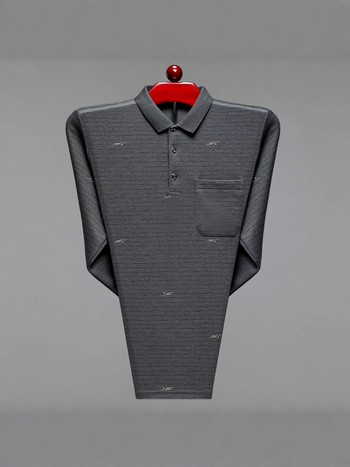 Flórás mintás pamut hosszú ujjú póló (91–95% pamut), antibakteriális, felnőtt férfiaknak