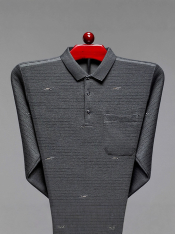 Flórás mintás pamut hosszú ujjú póló (91–95% pamut), antibakteriális, felnőtt férfiaknak